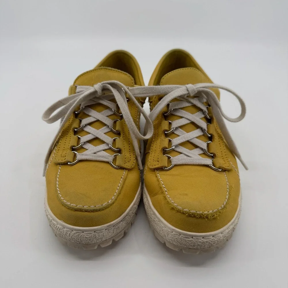 Mephisto Lady Shoes Womens 8 Yellow Leather Lace Up Comfort Walking Sneaker